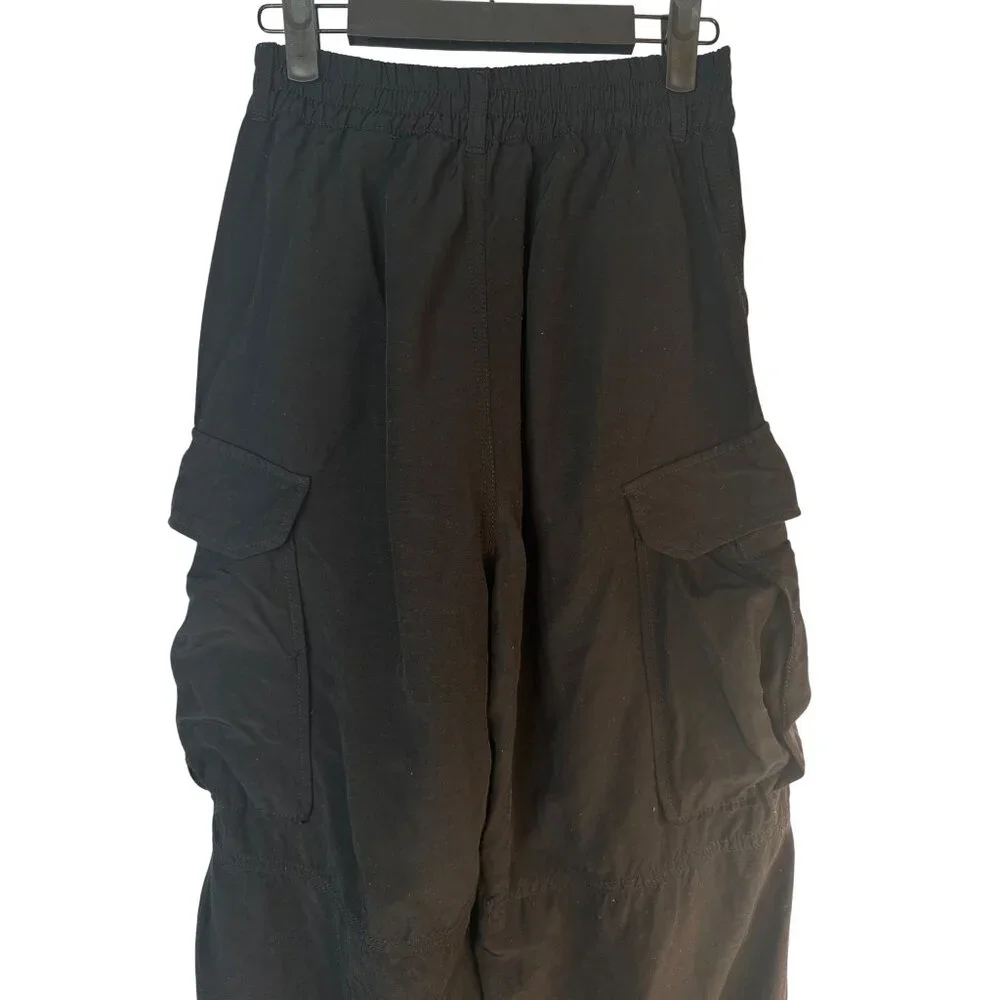ZARA Cargo Pants XS Black Viscose & Linen
